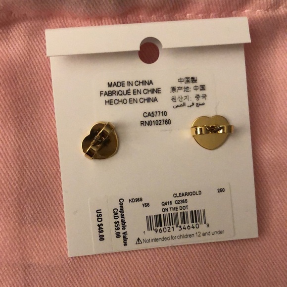 Kate Spade Gold Tone On the Dot Round Stud Earrings Crystal Accent NWT & Pouch - Picture 11 of 12